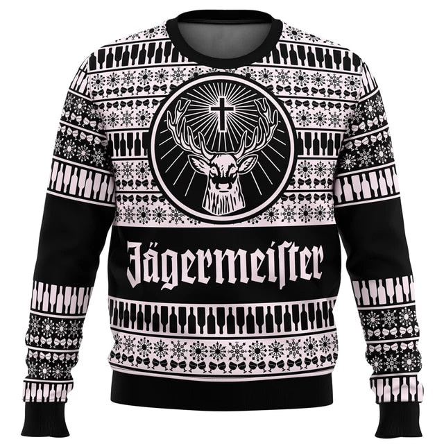 Unisex Jagermeister Black 3D Ugly Christmas Sweater For Men & Women Christmas Gift Sweater BH1369 - WeCustomit