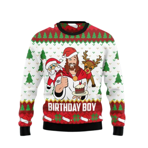 Jesus Birthday Boy Ugly Christmas Sweater For Men & Women Christmas Gift Sweater US1282 - WeCustomit