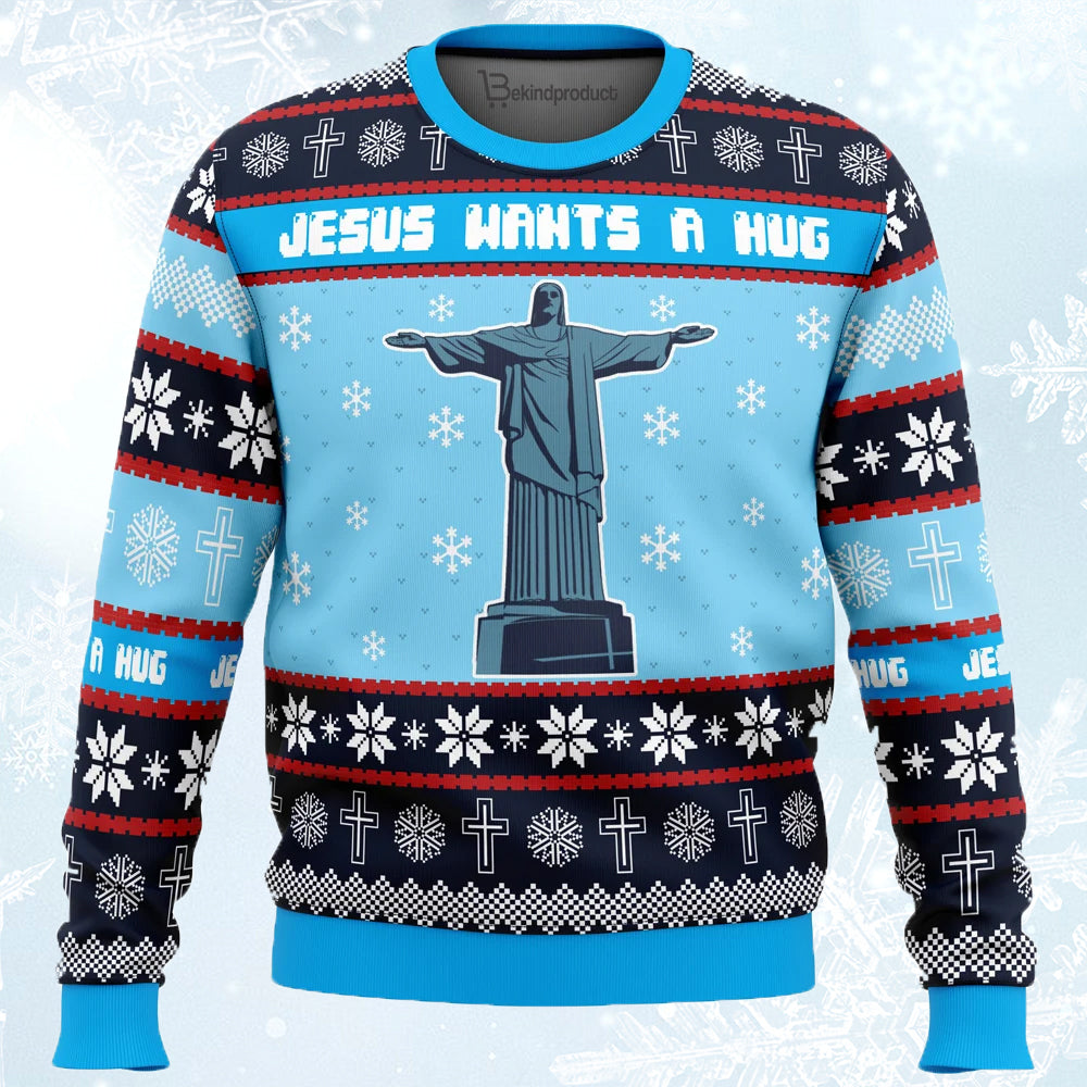 Jesus Wants a Hug Ugly Christmas Sweater For Men & Women Christmas Gift Sweater PT648 - WeCustomit