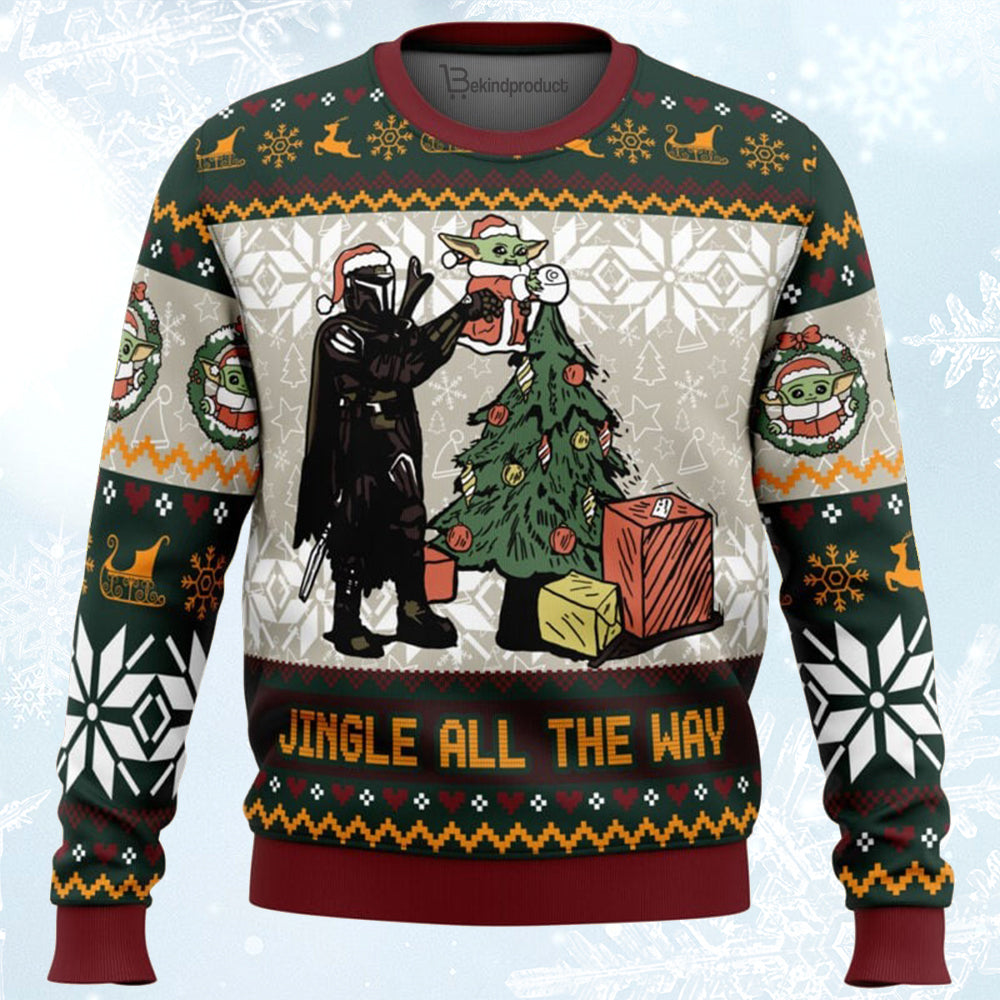 Jingle All The Way Mandalorian Ugly Christmas Sweater For Men & Women Christmas Gift Sweater BH337 - WeCustomit