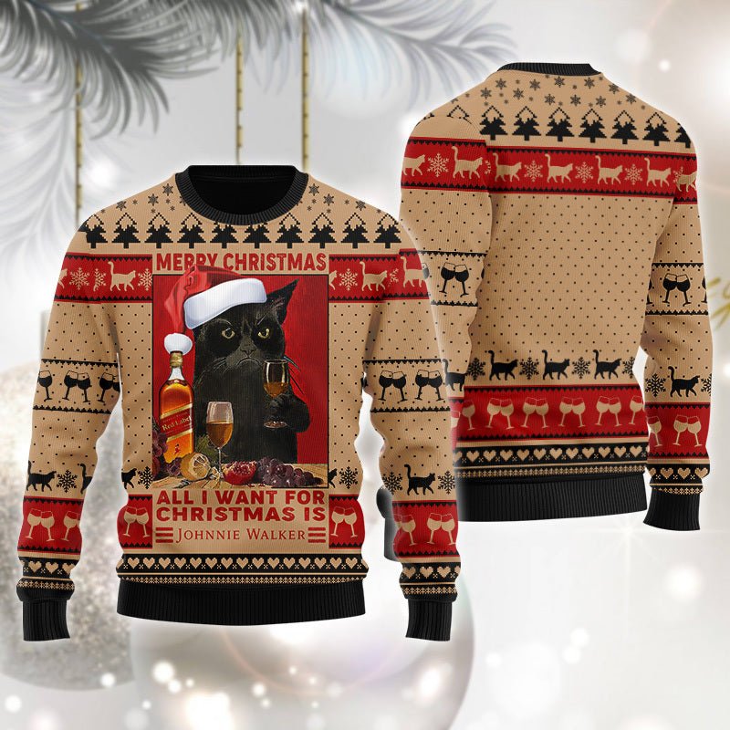 Johnnie Walker Is All I Want For Christmas Ugly Sweater - WeCustomit