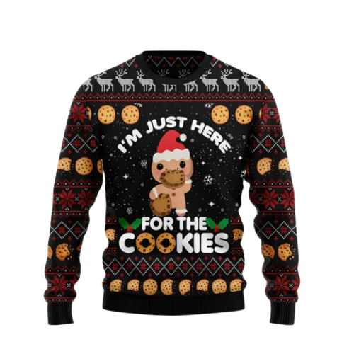Just Here For The Cookies Ugly Christmas Sweater For Men & Women Christmas Gift Sweater US1284 - WeCustomit