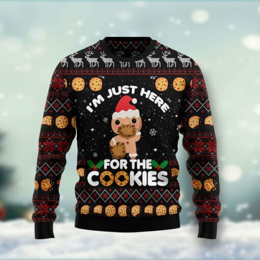 Just Here For The Cookies Ugly Christmas Sweater For Men & Women Christmas Gift Sweater US1284 - WeCustomit