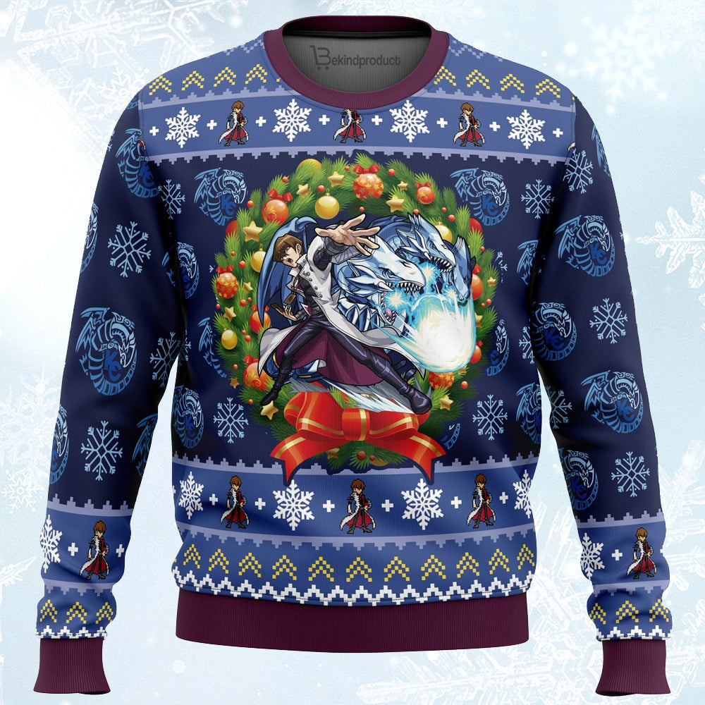 Kaiba Blue-Eyes White Dragon Christmas Yugioh Ugly Christmas Sweater For Men & Women Christmas Gift Sweater PT096 - WeCustomit