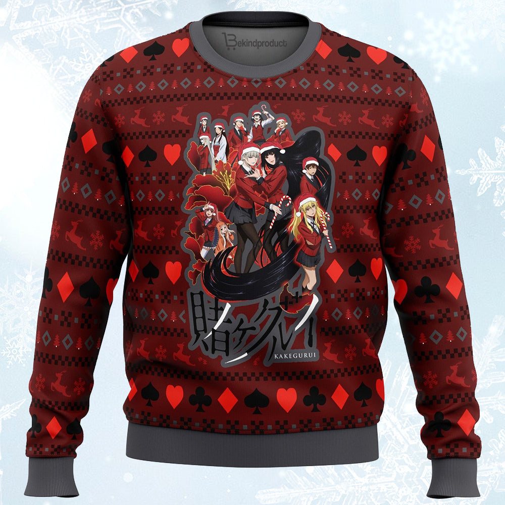 Kakegurui Hyakkaou Private Academy Ugly Christmas Sweater For Men & Women Christmas Gift Sweater PT421 - WeCustomit
