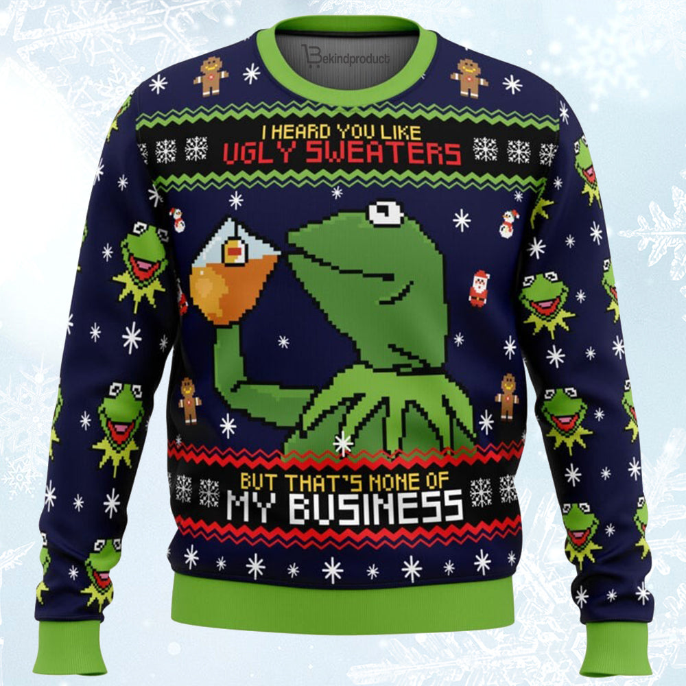Kermit the Frog Ugly Christmas Sweater For Men & Women Christmas Gift Sweater BH336 - WeCustomit