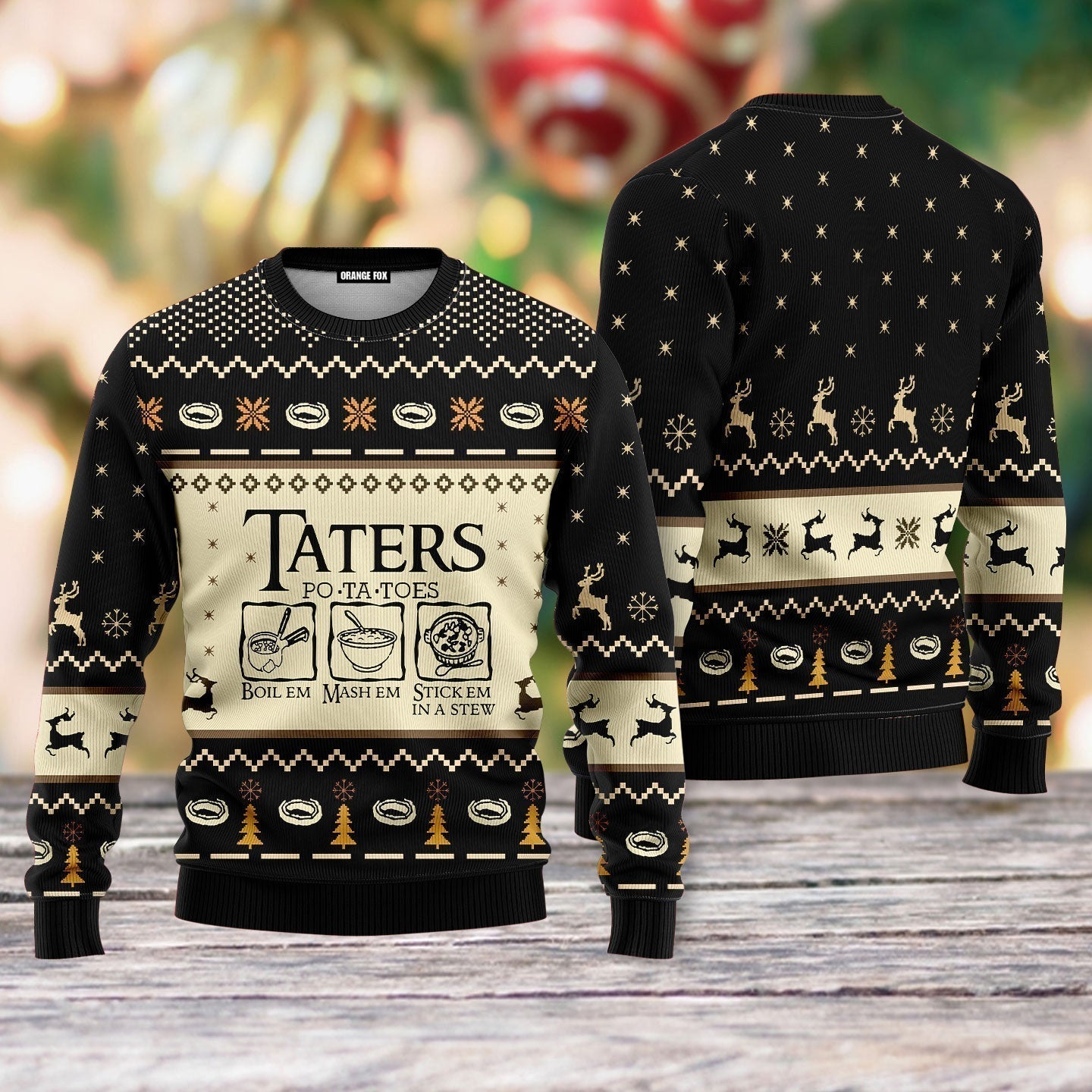LOTR Funny Christmas Taters Potatoes Black Ugly Christmas Sweater - WeCustomit