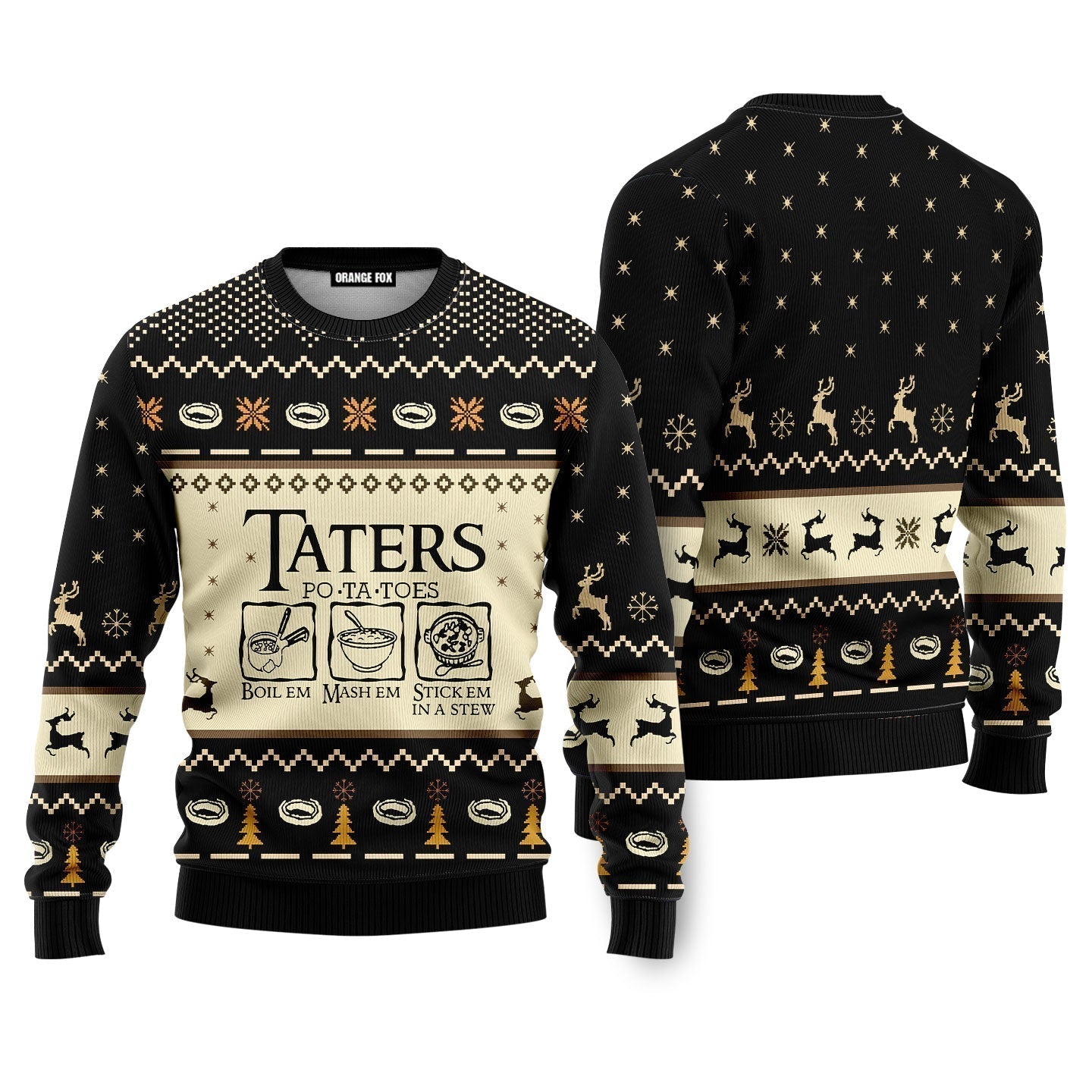 LOTR Funny Christmas Taters Potatoes Black Ugly Christmas Sweater - WeCustomit