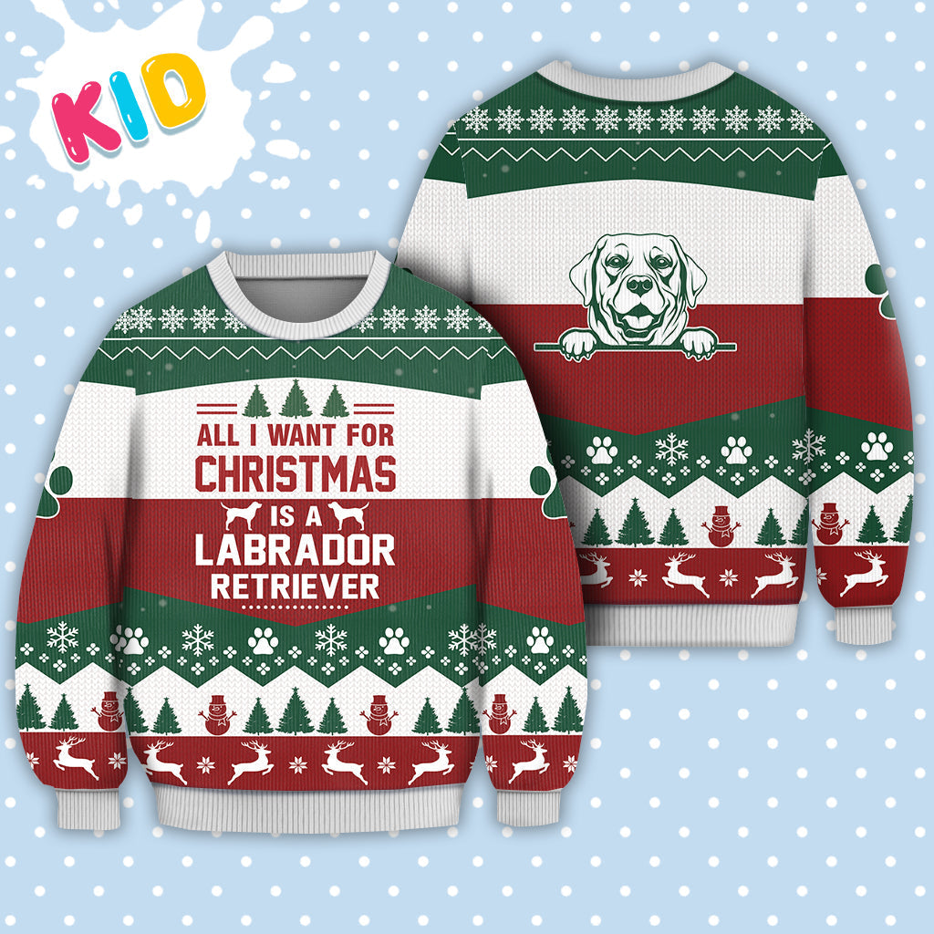 Labrador Retriever Dog All I Want For Christmas Sweater Christmas Knitted Print Sweatshirt - Best Gift For Christmas, Noel - Christmas Signature - WeCustomit