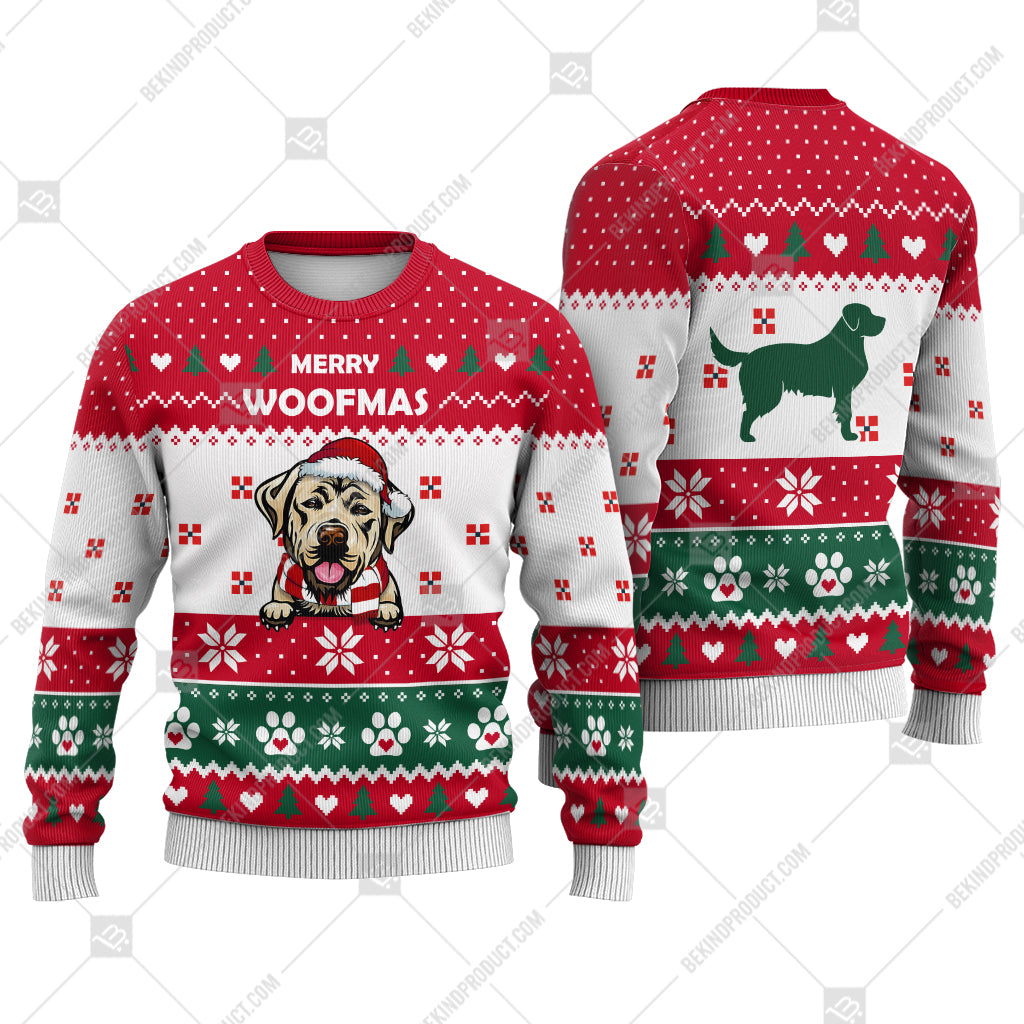 Labrador Retriever Dog Christmas Paw Heart Print Ugly Christmas Sweater Print Sweatshirt - Best Gift For Christmas, Noel - WeCustomit