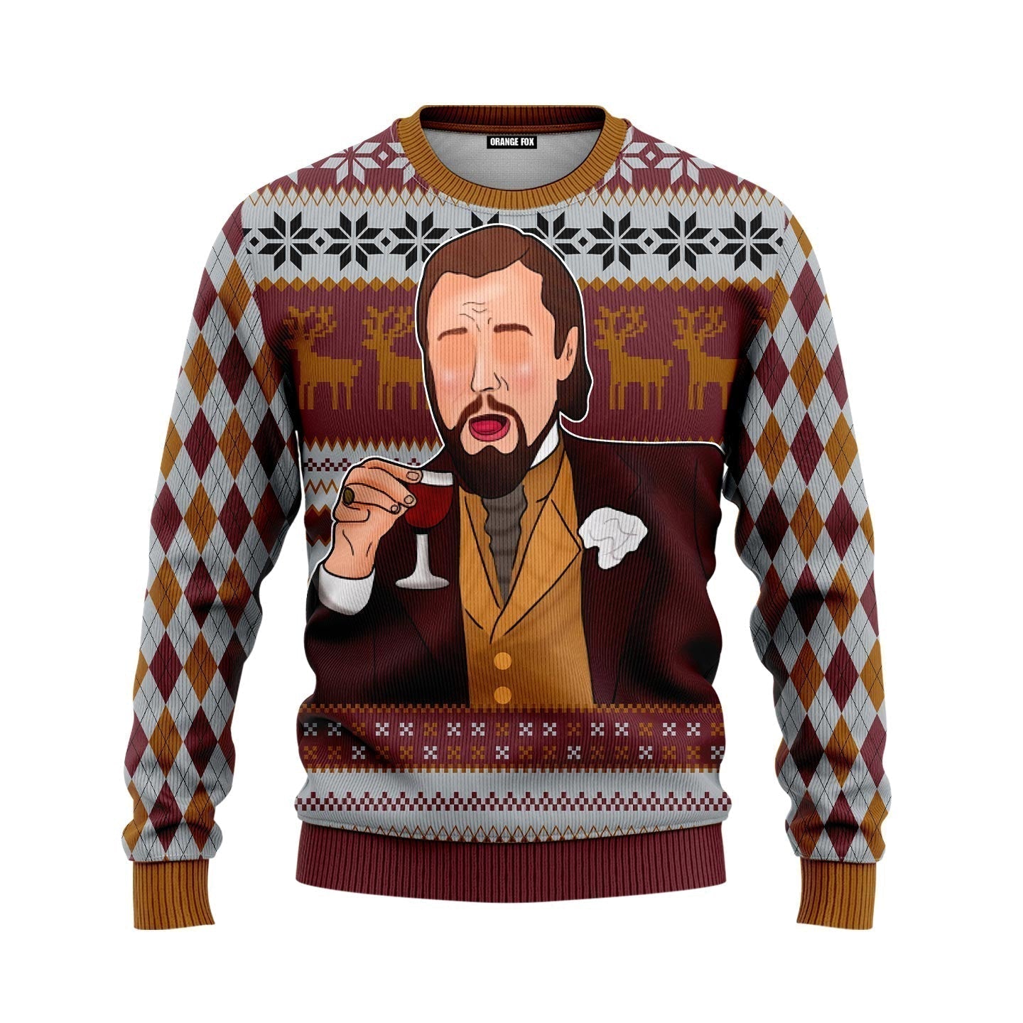 Leonardo Laughing Meme Brown Ugly Christmas Sweater - WeCustomit