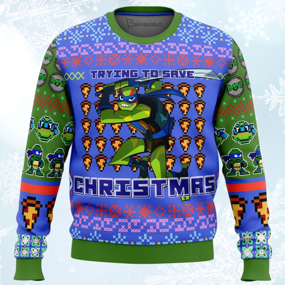 Leonardo Rise of the Teenage Mutant Ninja Turtles Ugly Christmas Sweater For Men & Women Christmas Gift Sweater BH455 - WeCustomit