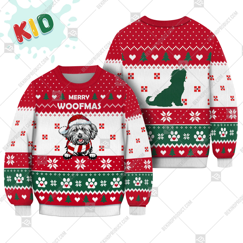 Lhasa Apso Dog Christmas Paw Heart Print Ugly Christmas Sweater Print Sweatshirt - Best Gift For Christmas, Noel - WeCustomit