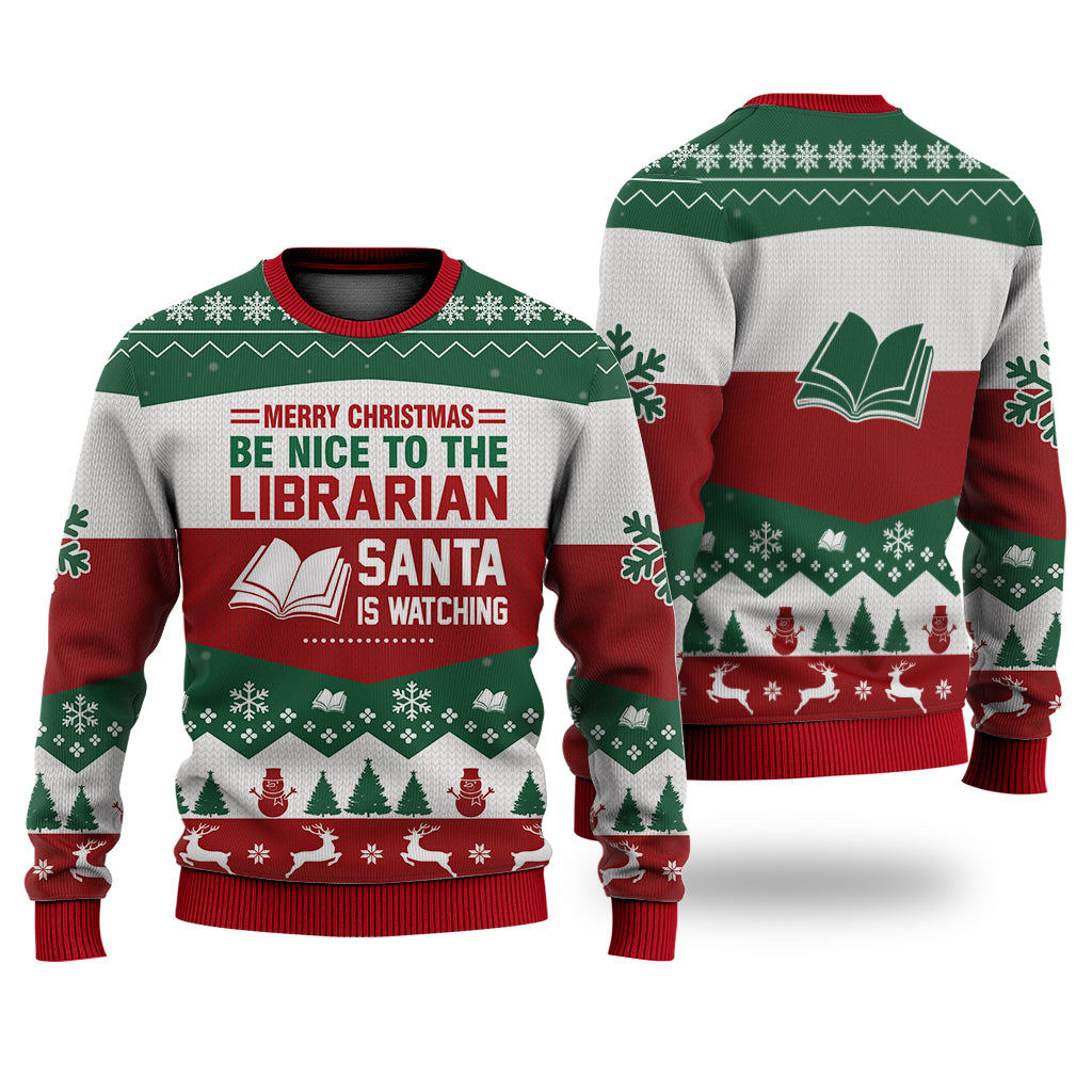 Librarian All Merry Christmas Be Nice Sweater Christmas Knitted Print Sweatshirt - Best Gift For Christmas, Noel - Christmas Signature - WeCustomit