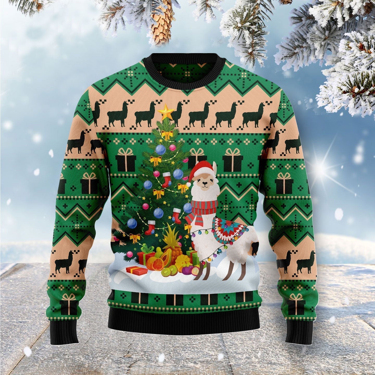 Christmas Tree Llama Ugly Christmas Sweater For Men & Women Christmas Gift Sweater US1866 - WeCustomit