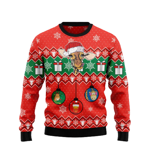 Lovely Giraffe Ugly Christmas Sweater For Men & Women Christmas Gift Sweater US1305 - WeCustomit