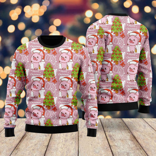 Lovely Pig On Pink Ugly Christmas Sweater For Men & Women Christmas Gift Sweater US2321 - WeCustomit
