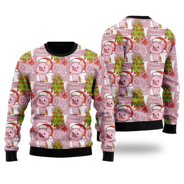 Lovely Pig On Pink Ugly Christmas Sweater For Men & Women Christmas Gift Sweater US2321 - WeCustomit