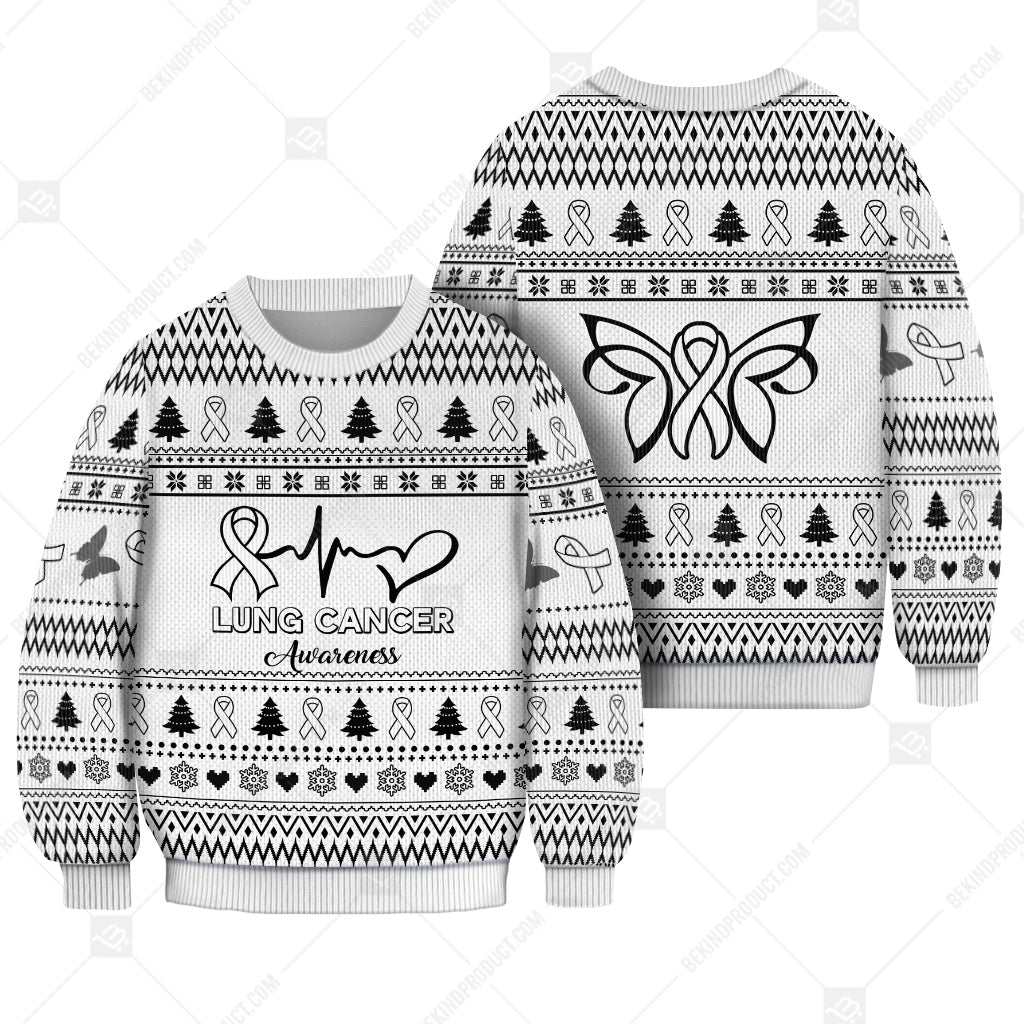 Lung Cancer Awareness Sweater Ugly Xmas Symbol Sweater Christmas Knitted Print Sweatshirt - Best Gift For Christmas, Noel - WeCustomit