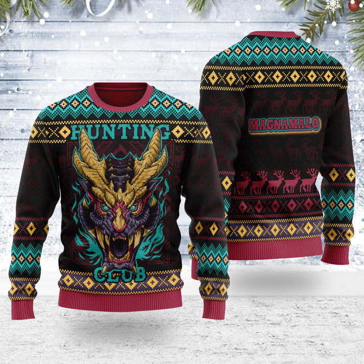 Magnamalo Hunting Club Monster Hunter Unisex Ugly Christmas Sweater For Men & Women Christmas Gift Sweater US3954 - WeCustomit