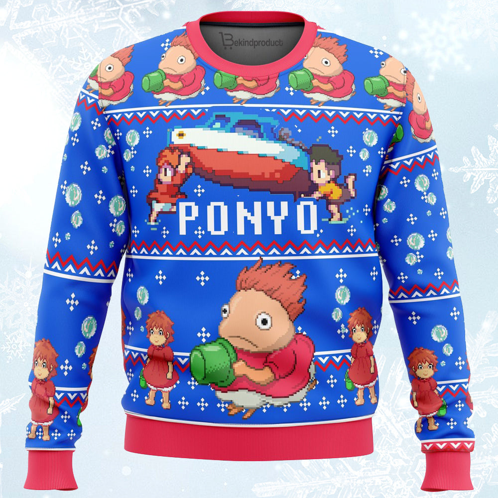 Magical PONYO Ugly Christmas Sweater For Men & Women Christmas Gift Sweater PT184 - WeCustomit