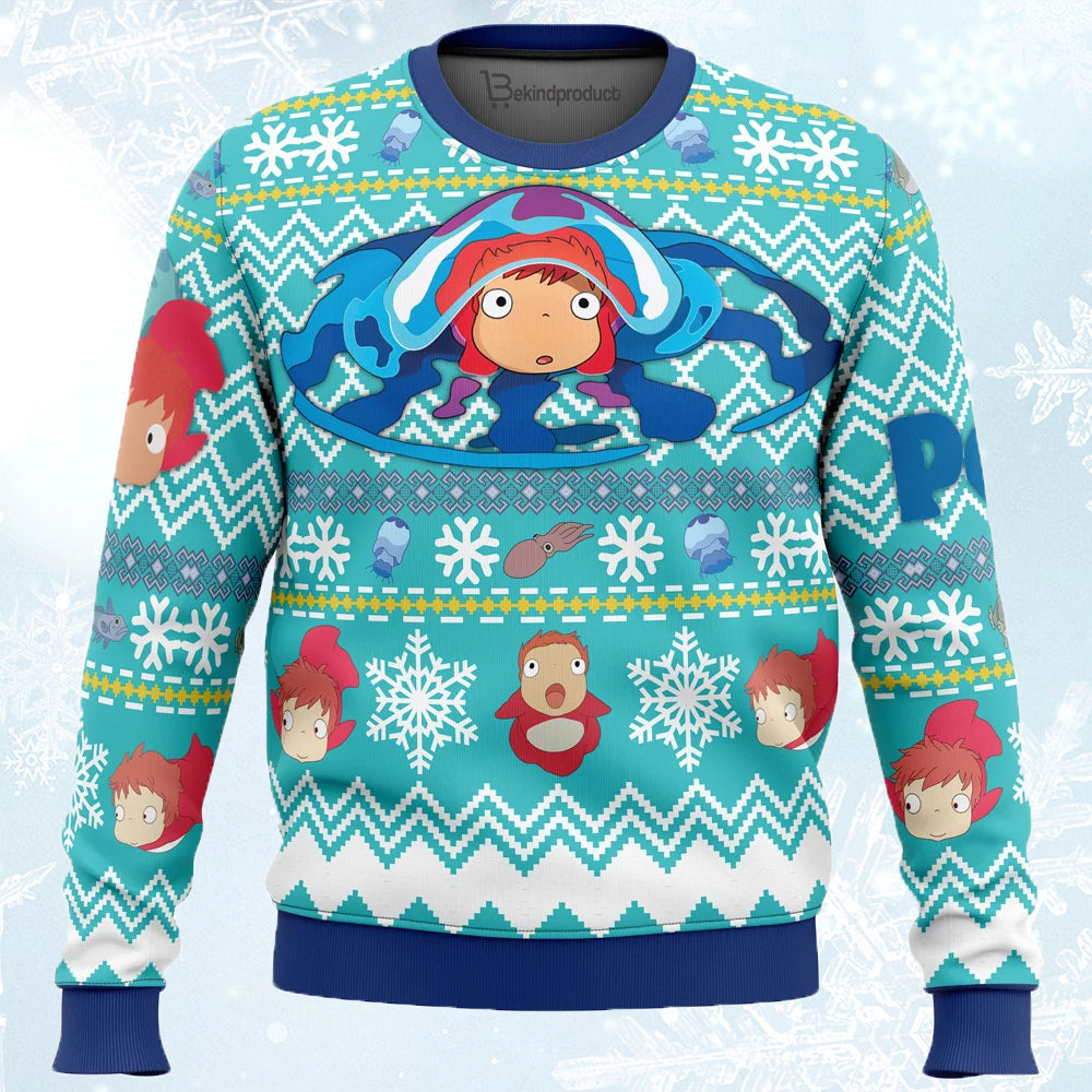 Magical Ponyo Ugly Christmas Sweater For Men & Women Christmas Gift Sweater PT655 - WeCustomit