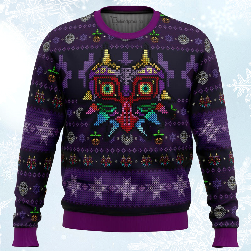 Majoras Mask Seamless Pattern Ugly Christmas Sweater For Men & Women Christmas Gift Sweater BH013 - WeCustomit