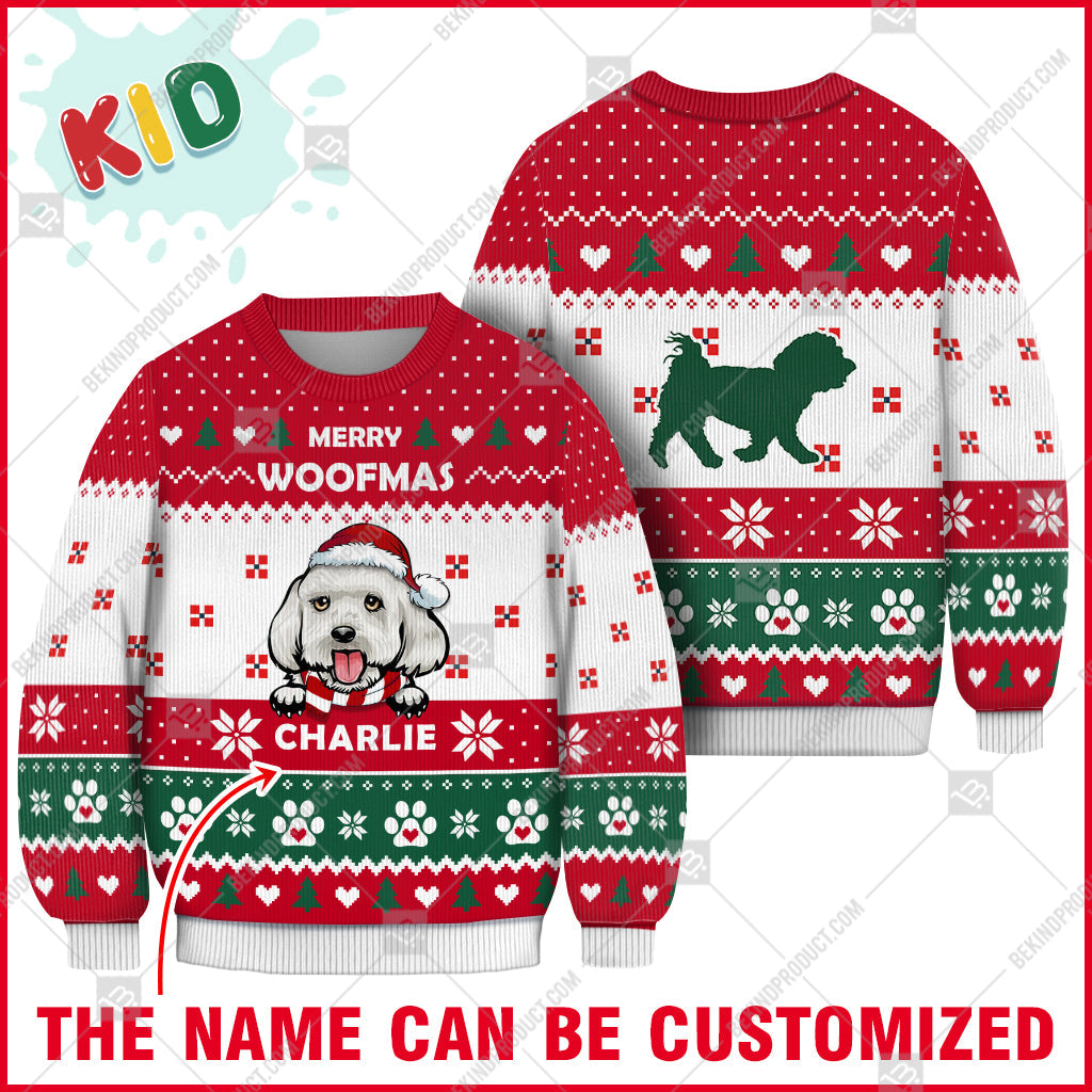 Maltese Dog Christmas Paw Heart Print Ugly Christmas Sweater Print Sweatshirt - Personalized Custom - Best Gift For Noel - WeCustomit