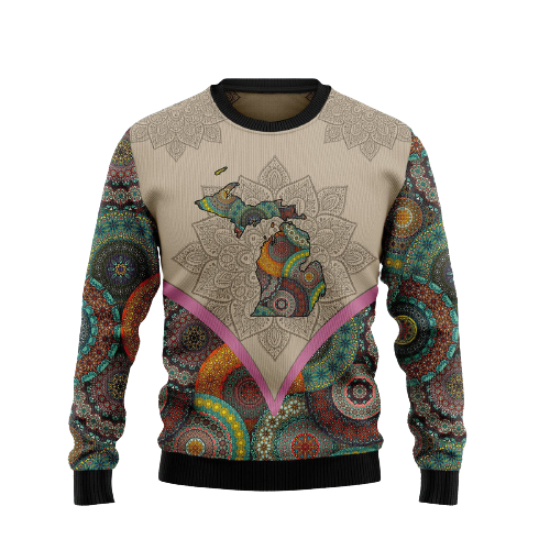 Mandala Michigan Home Ugly Christmas Sweater For Men & Women Christmas Gift Sweater US1327 - WeCustomit