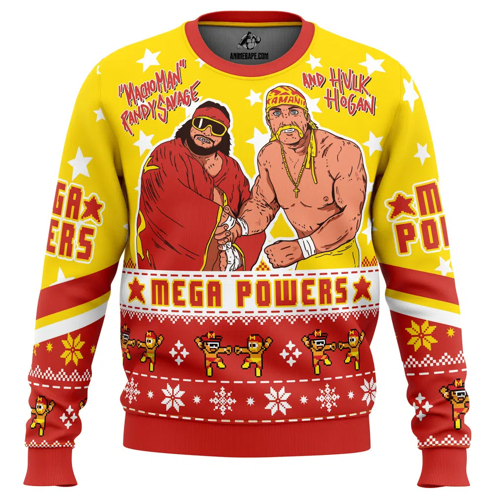 Mega Powers Macho Man Randy Savage and Hulk Hogan Ugly Christmas Sweater - WeCustomit