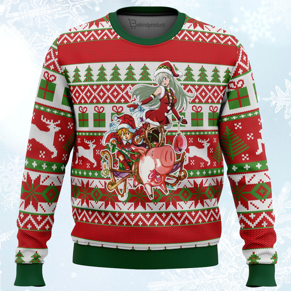Meliodas and Elizabeth Ugly Christmas Sweater For Men & Women Christmas Gift Sweater PT345 - WeCustomit