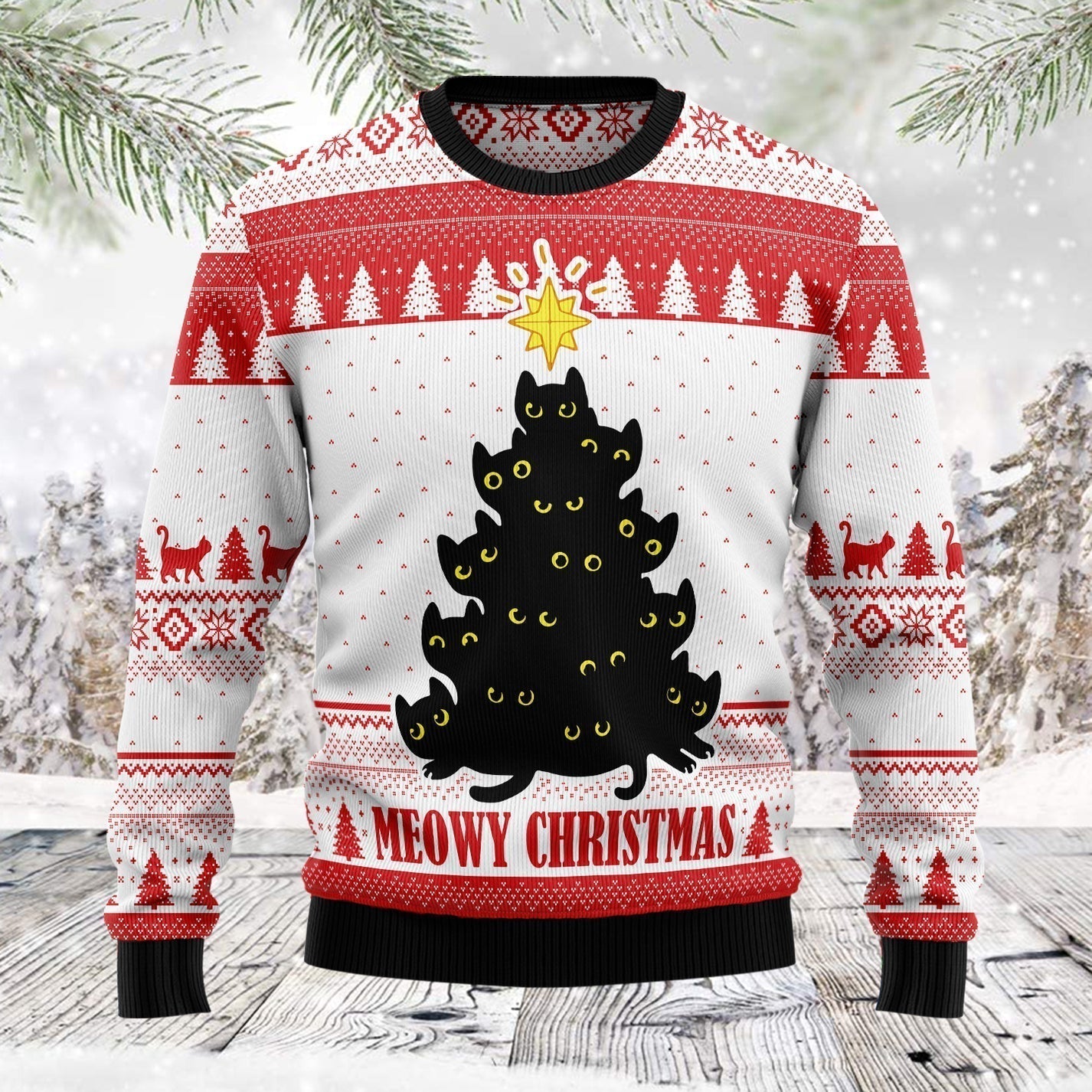 Meowy Christmas Ugly Christmas Sweater For Men & Women Christmas Gift Sweater US1543 - WeCustomit
