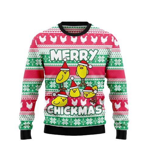 Merry Chickmas Ugly Christmas Sweater For Men & Women Christmas Gift Sweater US1298 - WeCustomit
