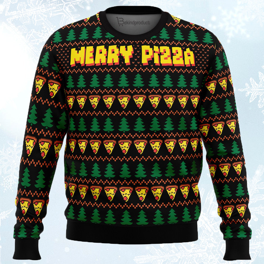 Merry Pizza Ugly Christmas Sweater For Men & Women Christmas Gift Sweater PT539 - WeCustomit