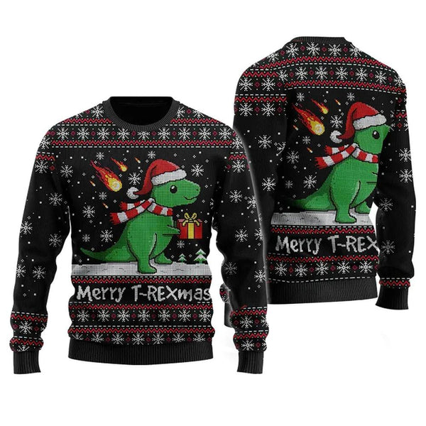 Merry T-Rexmas Ugly Christmas Sweater For Men & Women Christmas Gift Sweater US1240 - WeCustomit