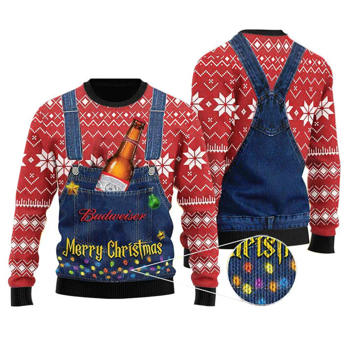 Merry Christmas Budweiser Ugly Sweater - WeCustomit