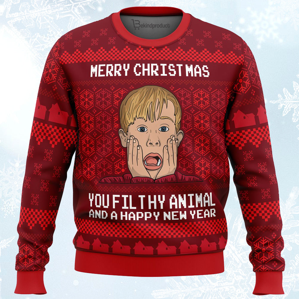 Merry Christmas Home Alone Ugly Christmas Sweater For Men & Women Christmas Gift Sweater PT223 - WeCustomit