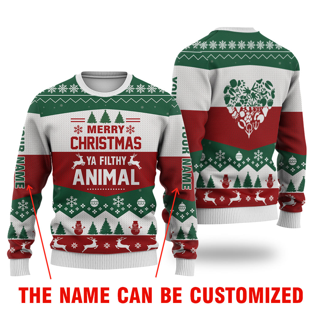 Merry Christmas Ya Filthy Animal All Christmas Sweater Sweatshirt - Personalized Custom - Best Gift For Christmas, Noel - Christmas Signature - WeCustomit