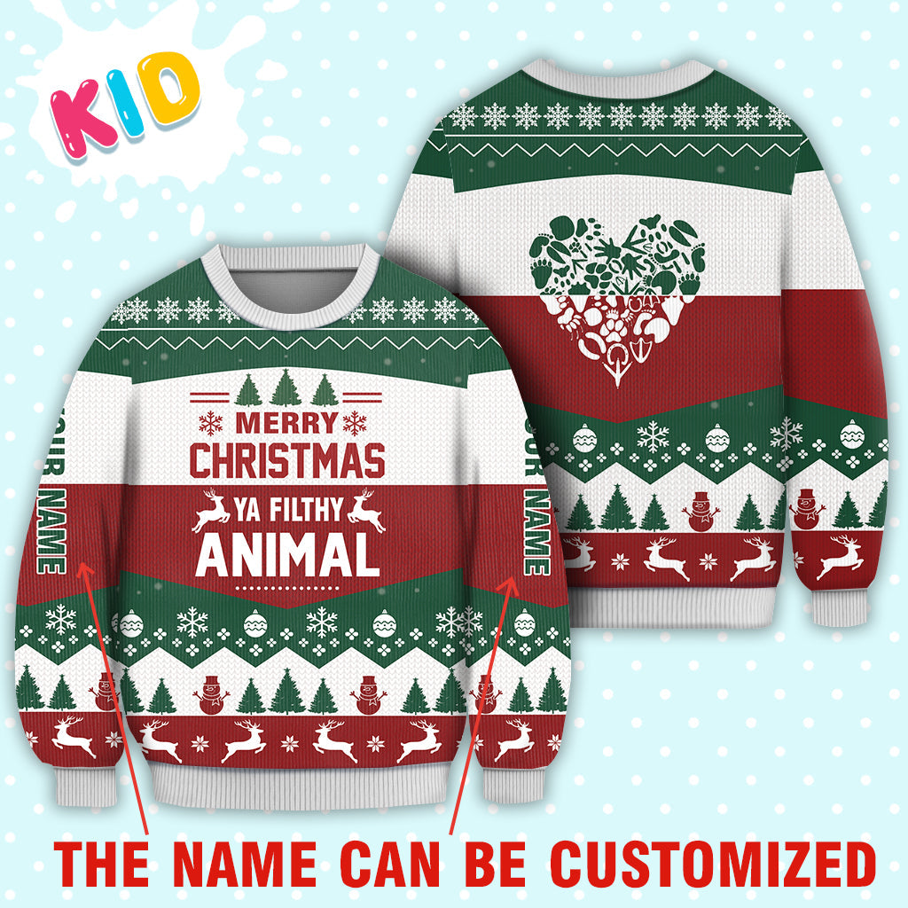 Merry Christmas Ya Filthy Animal All Christmas Sweater Sweatshirt - Personalized Custom - Best Gift For Christmas, Noel - Christmas Signature - WeCustomit