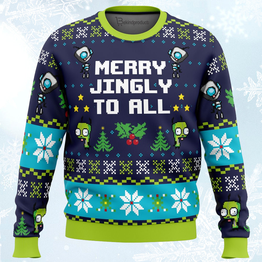 Merry Jingly Invader Zim Ugly Christmas Sweater For Men & Women Christmas Gift Sweater PT226 - WeCustomit
