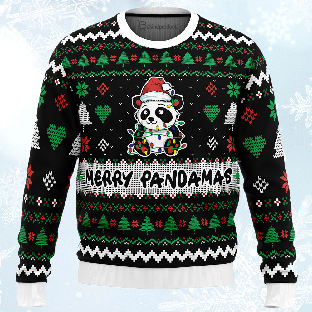 Merry Pandamas Pop Culture Ugly Christmas Sweater For Men & Women Christmas Gift Sweater PT619 - WeCustomit