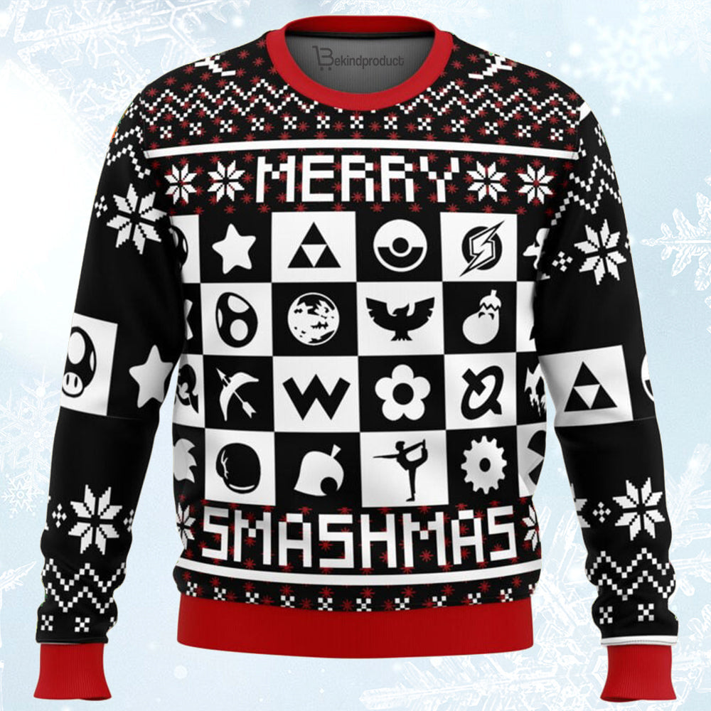 Merry Smashmas Super Smash Bros Ugly Christmas Sweater For Men & Women Christmas Gift Sweater BH374 - WeCustomit