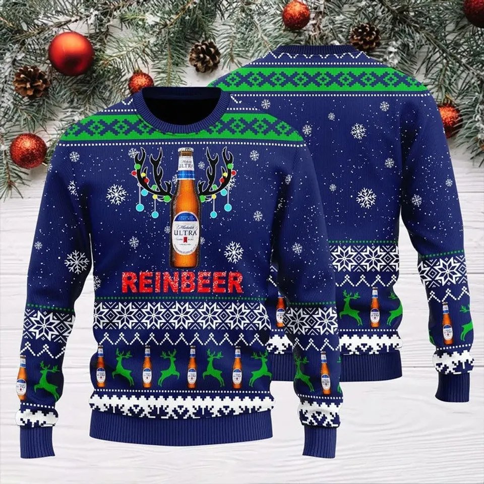 Michelob Ultra Christmas Reindeer Ugly Sweater - WeCustomit