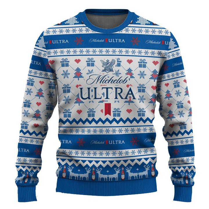 Michelob Ultra Snowing Christmas Ugly Sweater - WeCustomit