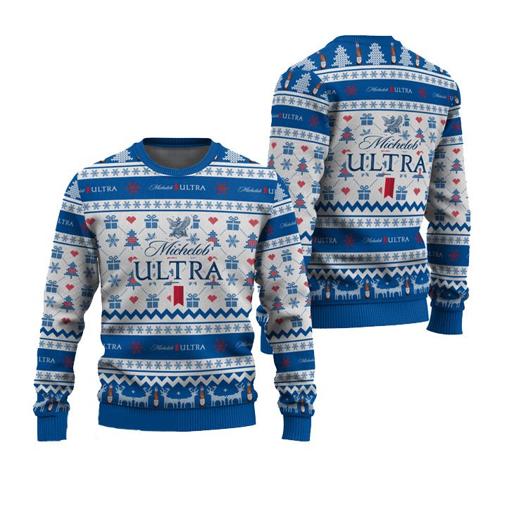 Michelob Ultra Snowing Christmas Ugly Sweater - WeCustomit