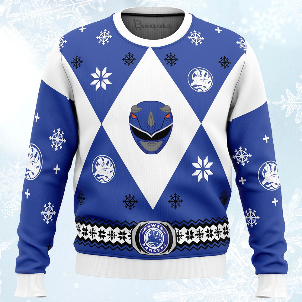 Mighty Morphin Power Rangers Blue Ugly Christmas Sweater For Men & Women Christmas Gift Sweater PT053 - WeCustomit