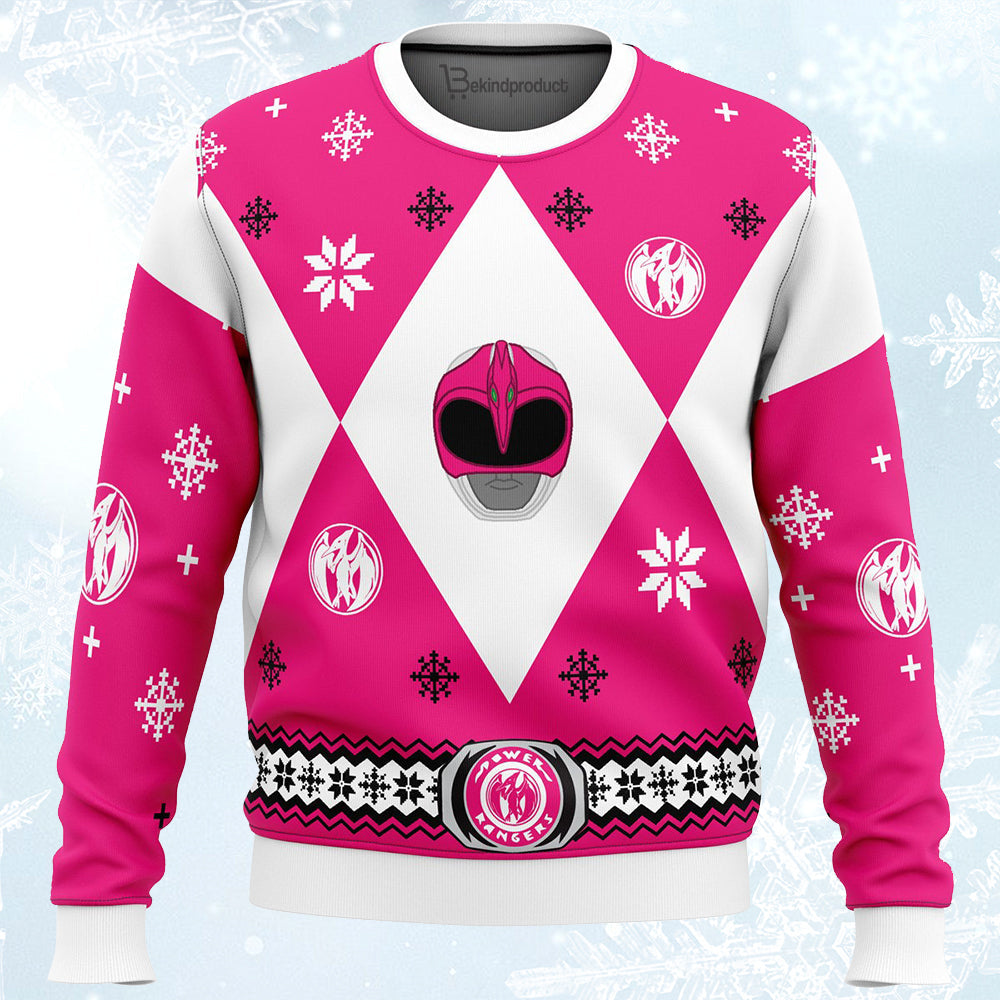 Mighty Morphin Power Rangers Pink Ugly Christmas Sweater For Men & Women Christmas Gift Sweater PT308 - WeCustomit