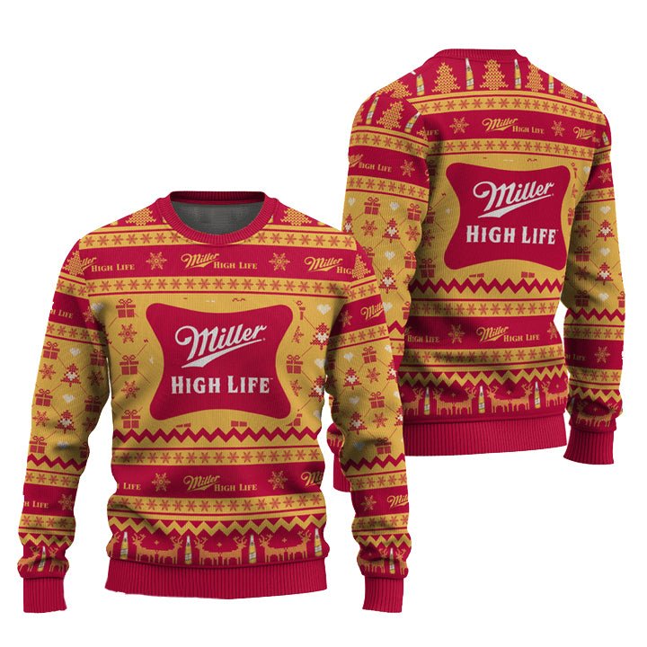 Miller High Life Snowing Christmas Ugly Sweater - WeCustomit