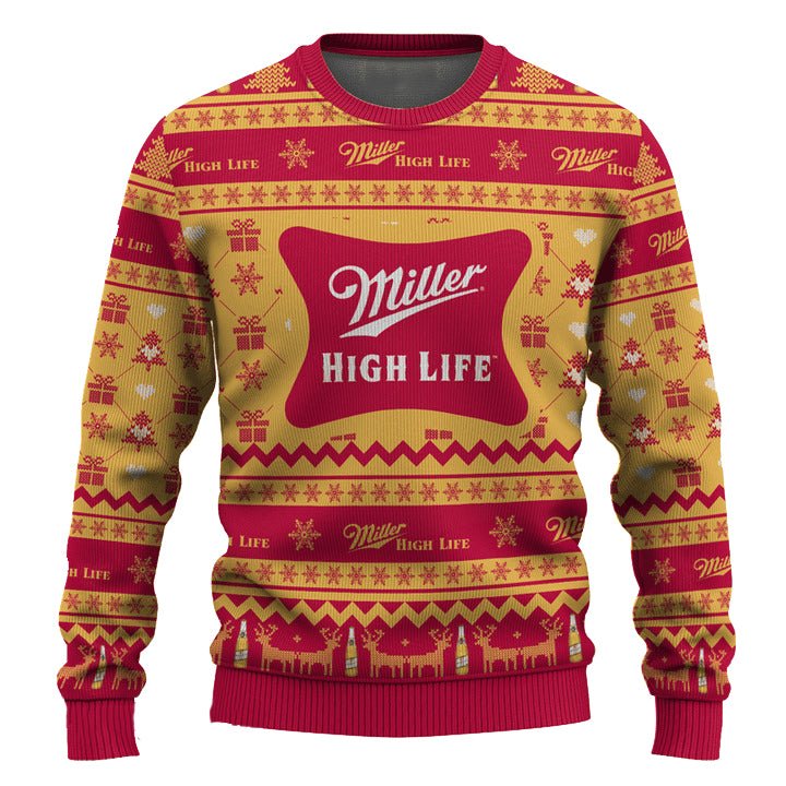 Miller High Life Snowing Christmas Ugly Sweater - WeCustomit