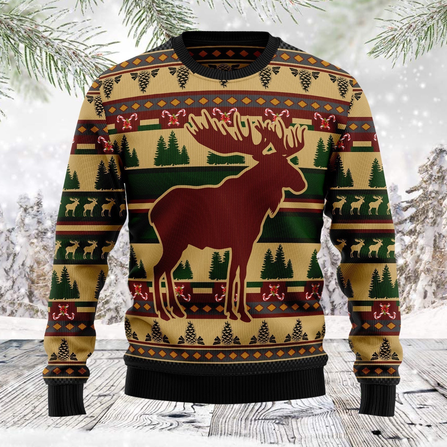 Moose Pattern Ugly Christmas Sweater For Men & Women Christmas Gift Sweater US1851 - WeCustomit